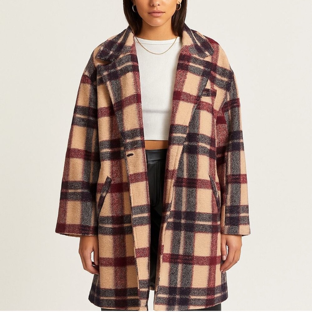 BlankNYC Plaid Wool-Blend oversized Coat
